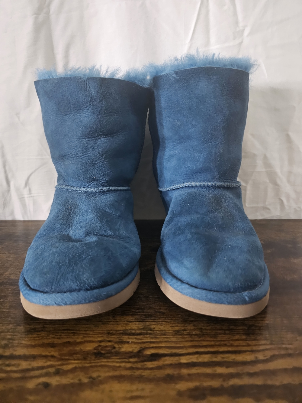 UGG Blue Suede Short Shearling Boots